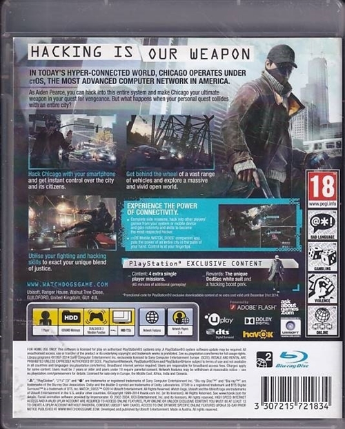 Watch Dogs - PS3 (B Grade) (Genbrug)